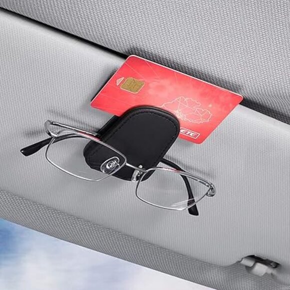 Sunglass Holder for Car, Magnetic Leather Sunglasses Eyeglasses Hanger Clip, New - Picture 5 of 6